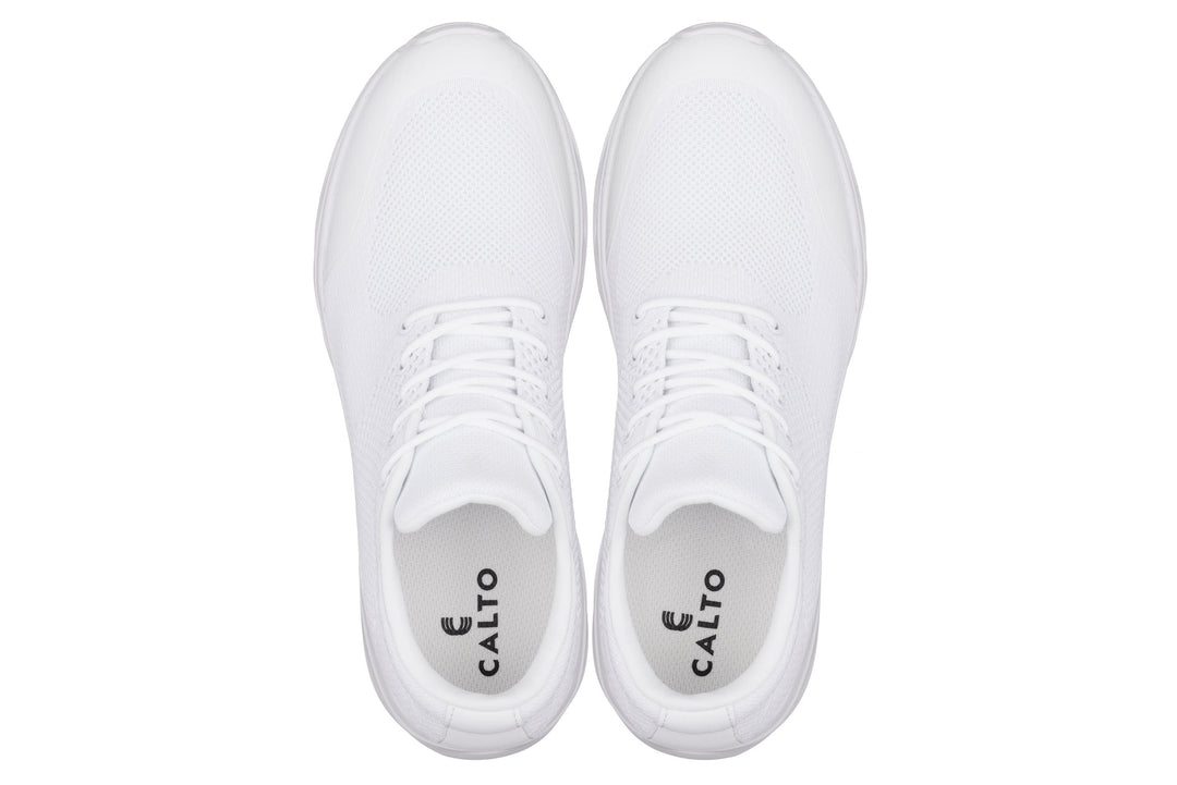 CALTO - X2691 - 2.8 Inches Taller (White/White Sole) - Lightweight Sporty Sneakers