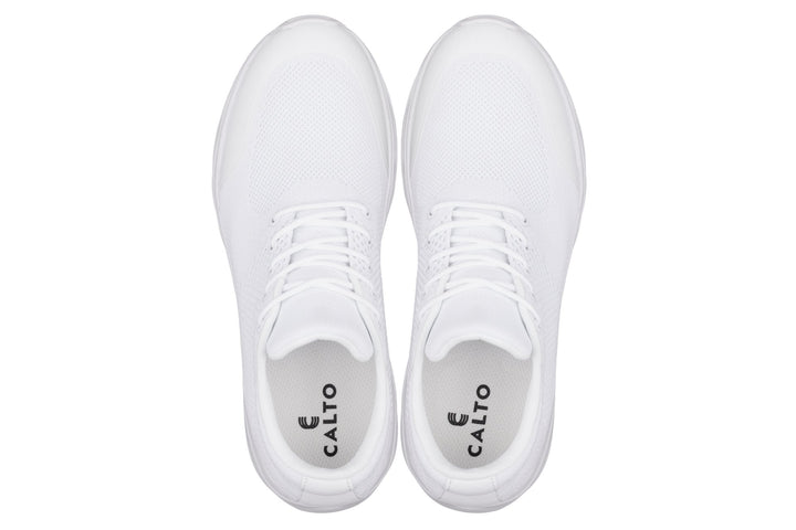 CALTO - X2691 - 2.8 Inches Taller (White/White Sole) - Lightweight Sporty Sneakers