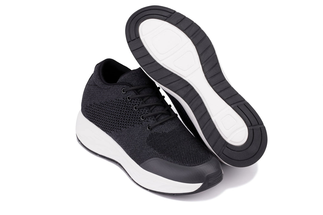 CALTO - X2692 - 2.8 Inches Taller (Charcoal/White Sole) - Lightweight Sporty Sneakers