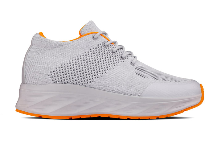 CALTO - X2694 - 2.8 Inches Taller (Light Grey/Orange) - Lightweight Sporty Sneakers
