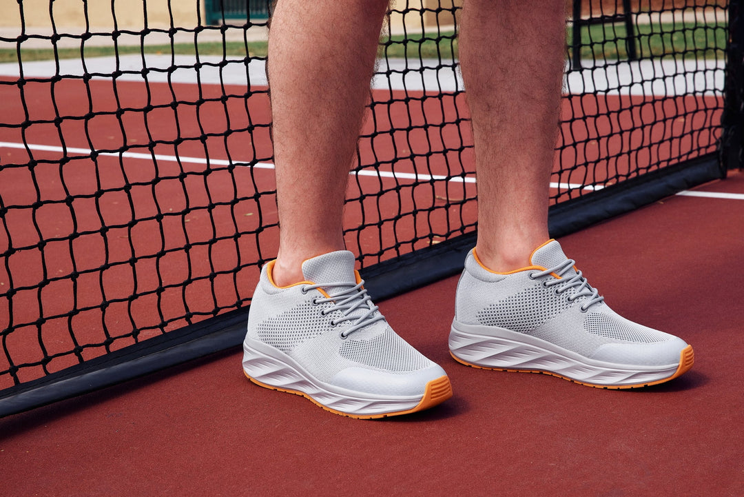 CALTO - X2694 - 2.8 Inches Taller (Light Grey/Orange) - Lightweight Sporty Sneakers