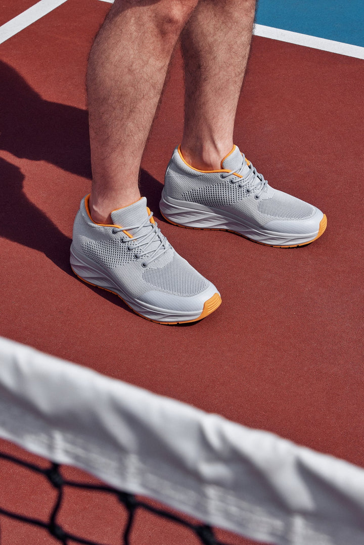 CALTO - X2694 - 2.8 Inches Taller (Light Grey/Orange) - Lightweight Sporty Sneakers