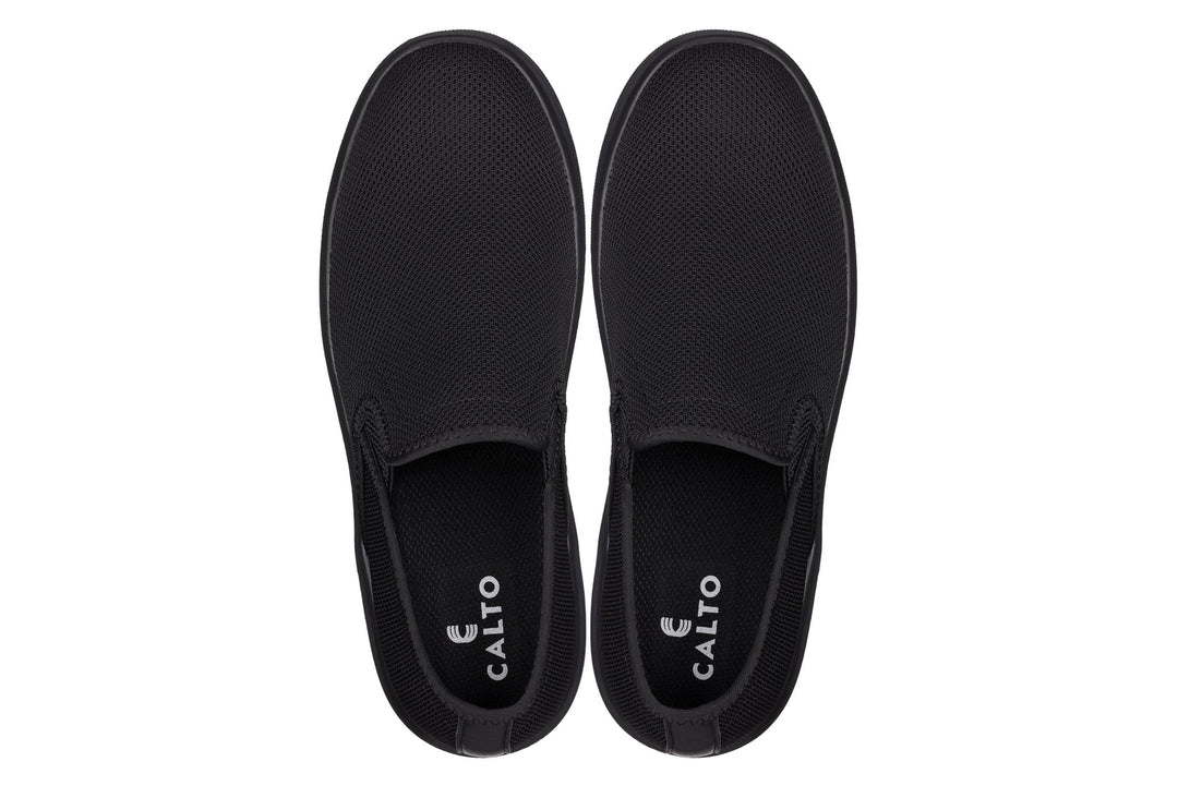 CALTO - X2780 - 2.8 Inches Taller (Black/Black Sole) - Lightweight Sneaker Loafers