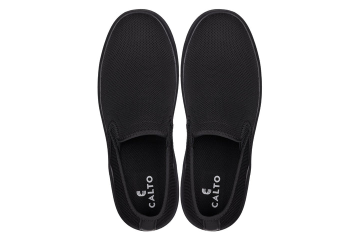 CALTO - X2780 - 2.8 Inches Taller (Black/Black Sole) - Lightweight Sneaker Loafers