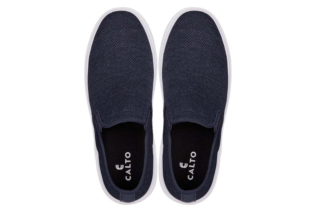 CALTO - X2781 - 2.8 Inches Taller (Navy/Grey Sole) - Lightweight Sneaker Loafers