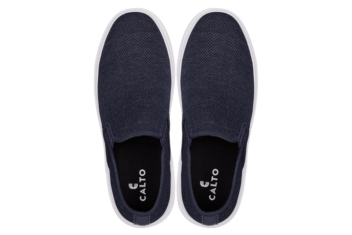 CALTO - X2781 - 2.8 Inches Taller (Navy/Grey Sole) - Lightweight Sneaker Loafers