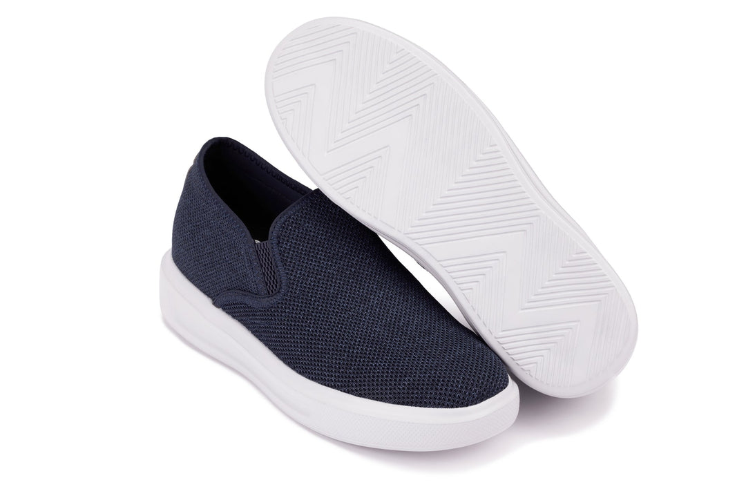 CALTO - X2781 - 2.8 Inches Taller (Navy/Grey Sole) - Lightweight Sneaker Loafers
