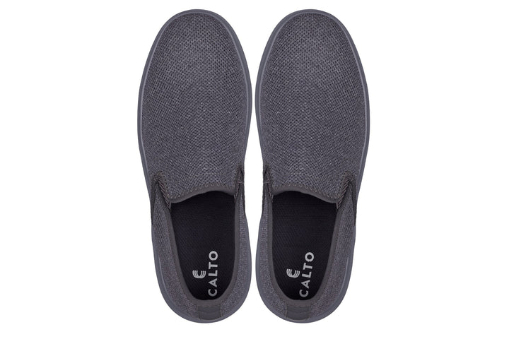 CALTO - X2783 - 2.8 Inches Taller (Charcoal/Grey Sole) - Lightweight Sneaker Loafers