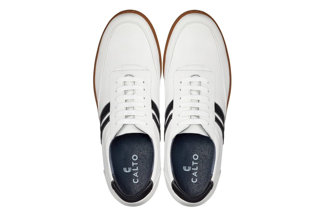 CALTO White Leather Sneakers - 2.8 inches - Y2821