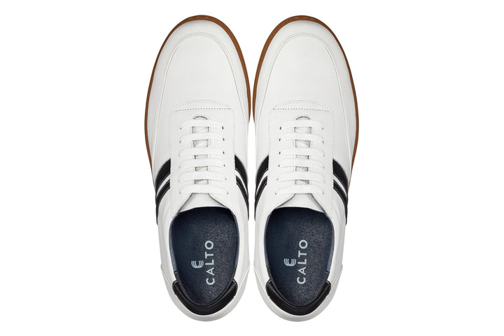 CALTO White Leather Sneakers - 2.8 inches - Y2821