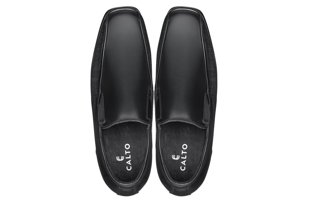 CALTO - Y3023 - 3 Inches Taller (Black) - Slip-On Leather Dress Shoes