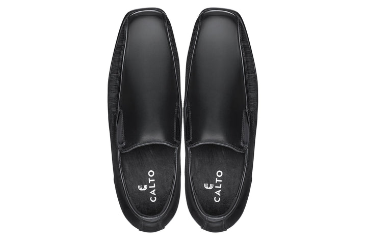 CALTO - Y3023 - 3 Inches Taller (Black) - Slip-On Leather Dress Shoes