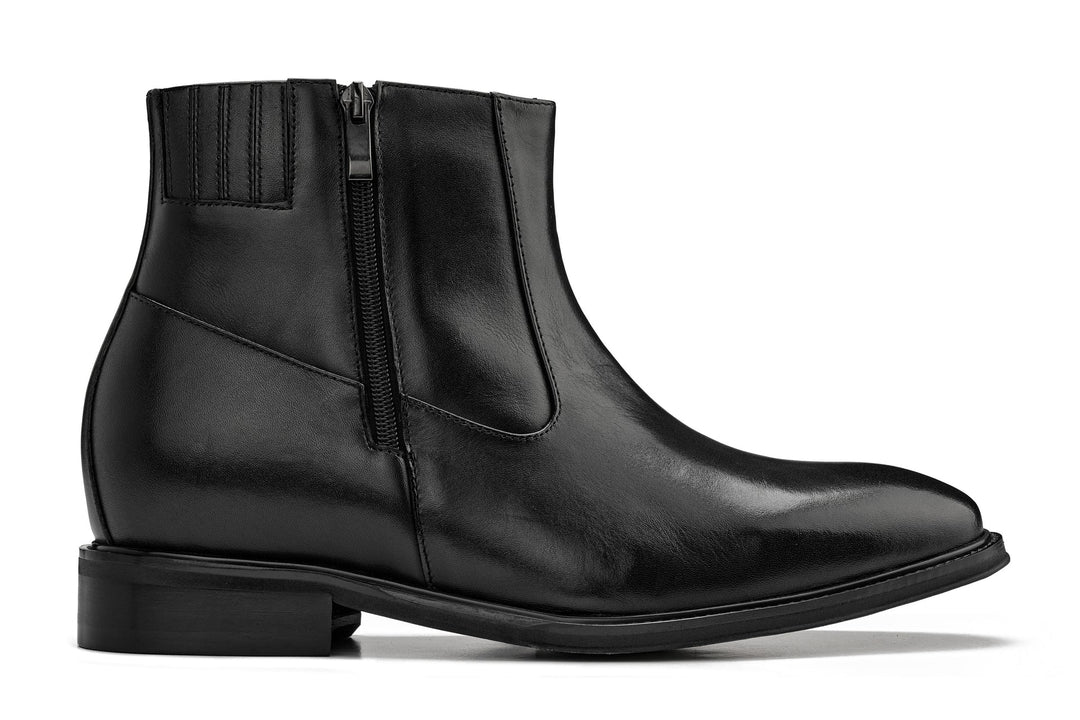 CALTO - Y70621 - 2.8 Inches Taller (Black) - Lightweight Zipper Boots