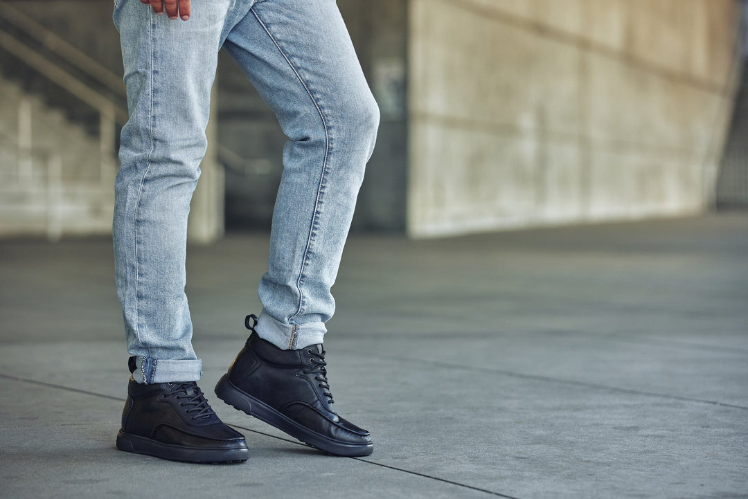 CALTO - Y7112 - 2.8 Inches Taller (Black) - Nappa Leather Moc-Toe Sneak-Boots