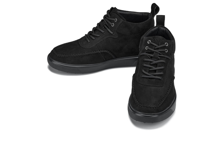 CALTO - Y7113 - 2.8 Inches Taller (Black) - Nubuck Suede Moc-Toe Sneak-Boots