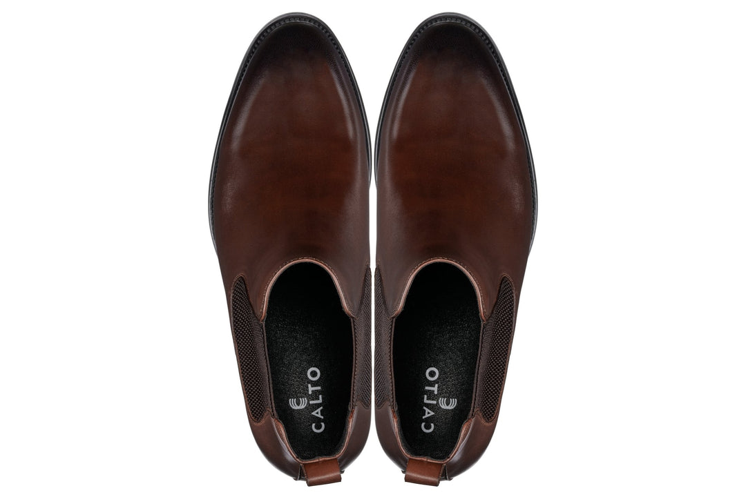 CALTO - Y72231 - 2.8 Inches Taller (Coffee Brown) - Chelsea Boots