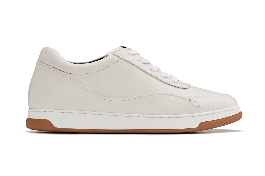 CALTO - Y7886 - 2.6 Inches Taller (Off-White/White &amp; Gum Sole) - Elevated Leather Sneakers