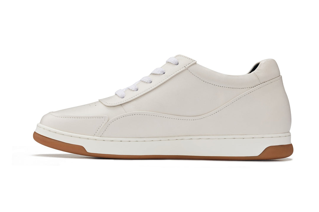 CALTO - Y7886 - 2.6 Inches Taller (Off-White/White &amp; Gum Sole) - Elevated Leather Sneakers