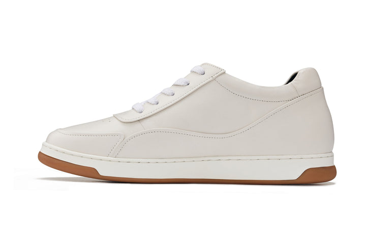 CALTO - Y7886 - 2.6 Inches Taller (Off-White/White &amp; Gum Sole) - Elevated Leather Sneakers