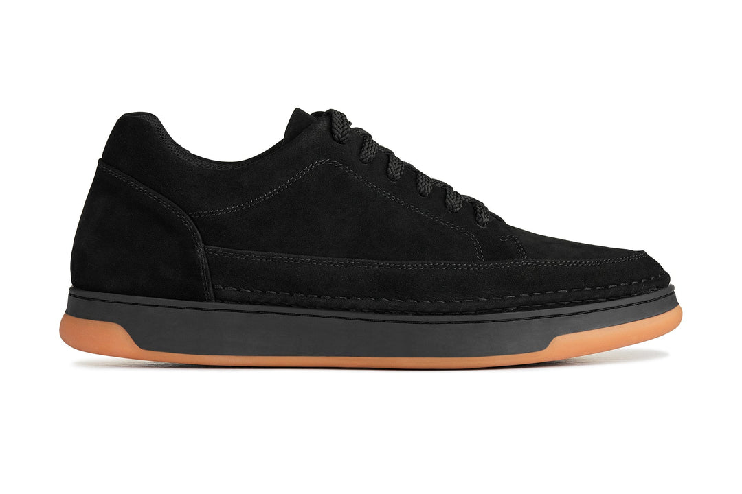 CALTO - Y7933 - 2.6 Inches Taller (Noir Suede/Black &amp; Gum Sole) - Elevated Suede Sneakers