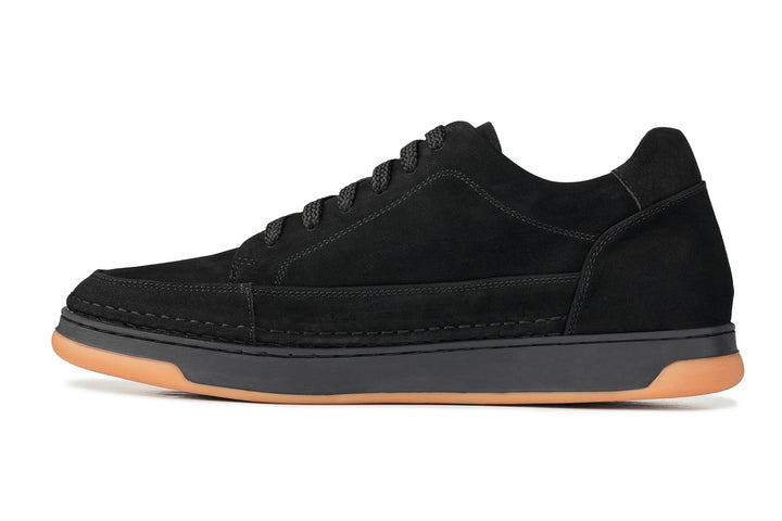 CALTO - Y7933 - 2.6 Inches Taller (Noir Suede/Black &amp; Gum Sole) - Elevated Suede Sneakers