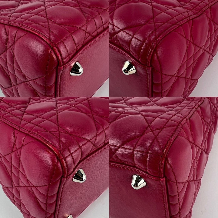 Christian Dior Lambskin Cannage Large Red Lady Dior Shoulder Bag