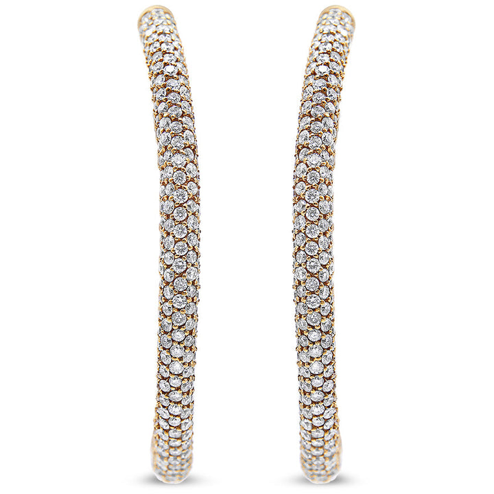 18K Rose Gold 6.90 Cttw Pave Set Diamond Inside Out Eternity Hoop Earrings (F-G Color, VS1-VS2 Clarity)