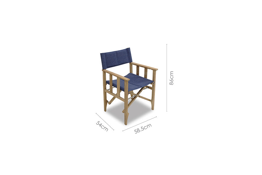 Zircon Teak Director Chair ‚Äì Blue Horizon - 1 Piece