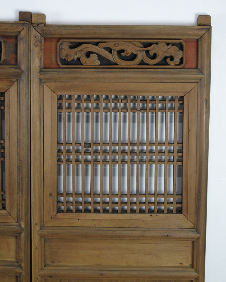 A Pair Antique Chinese Wood Screen Panels 1