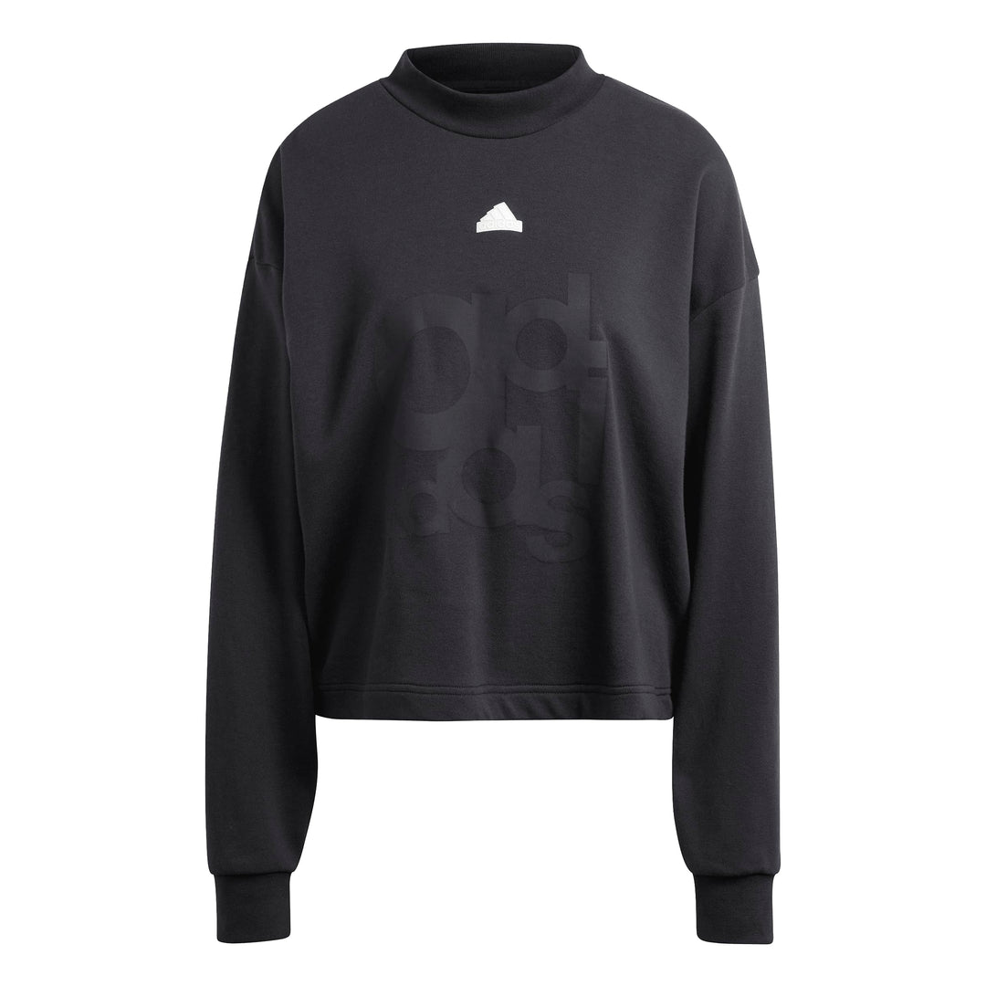 adidas Womens Printed French Terry Loose Sweatshirt Black X-Large