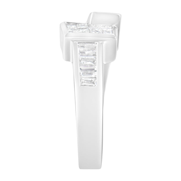 14K White Gold Princess and Baguette-cut Diamond Ring (1 1/3 Cttw, G-H Color, SI2-I1 Clarity) - Size 6-3/4