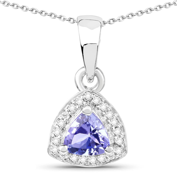 3.22 Carat Genuine Tanzanite &amp; White Topaz .925 Sterling Silver Ring