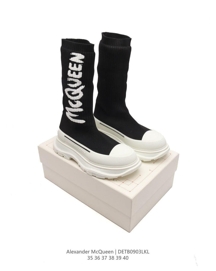 Alexander McQueen Graffiti Knit Tread Slick Boot