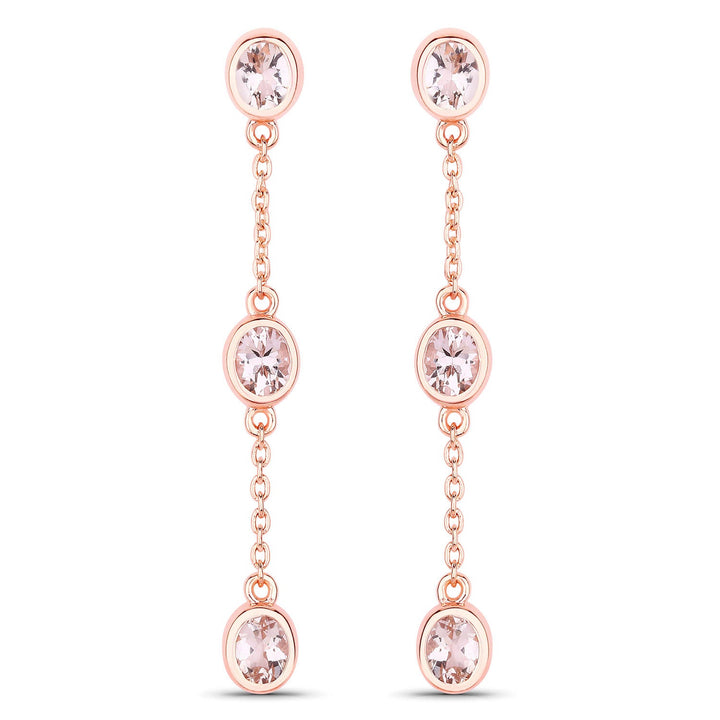 1.62 Carat Genuine Morganite .925 Sterling Silver Earrings
