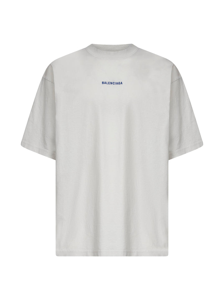 Balenciaga Men Ivory Balenciaga Back Medium Fit T-Shirt