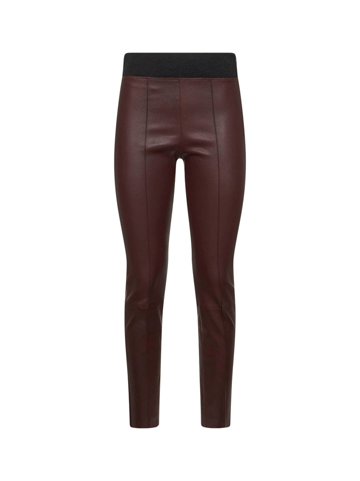 Brunello Cucinelli Women Burgundy Stretch Nappa Leggings