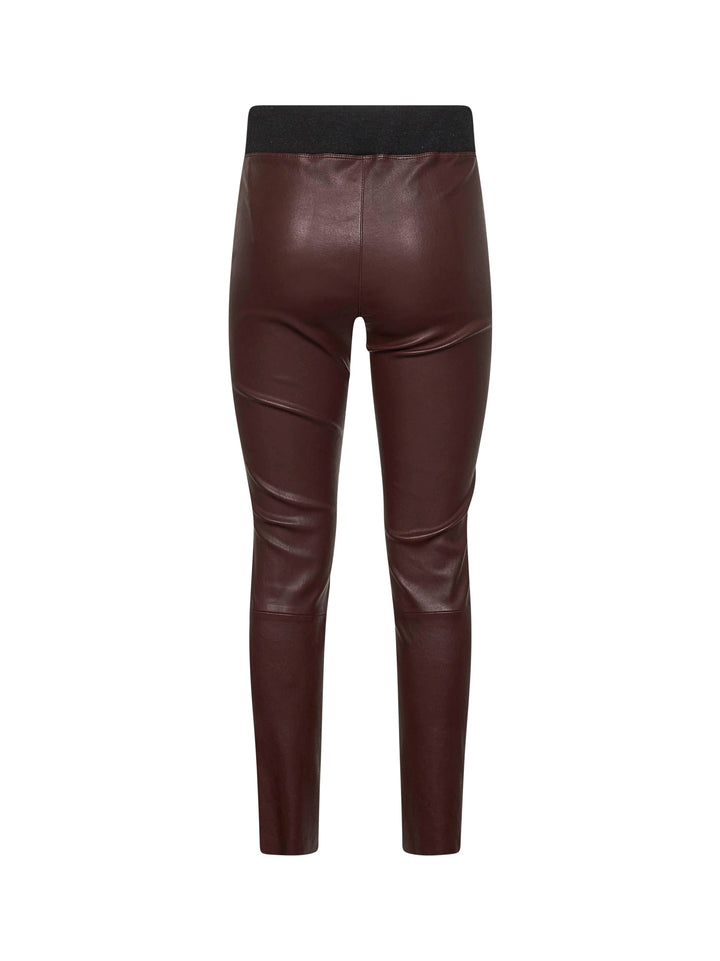 Brunello Cucinelli Women Burgundy Stretch Nappa Leggings
