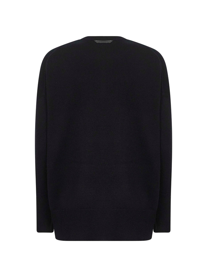 Brunello Cucinelli Women Black Cashmere Sweater With Monili