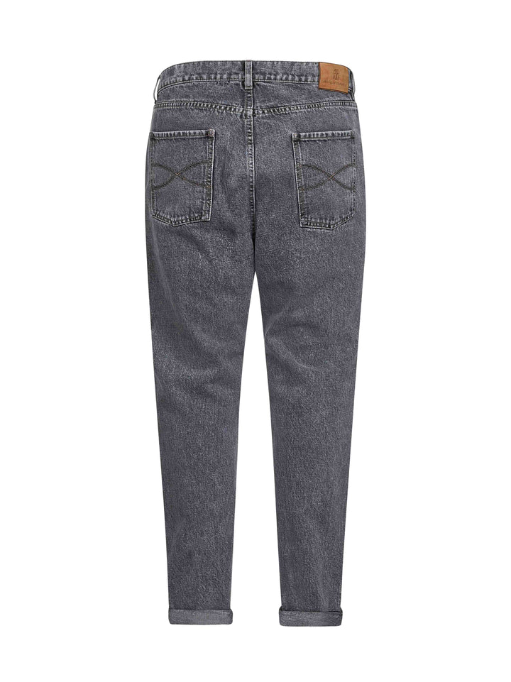 Brunello Cucinelli Men Grey Denim Iconic Fit Jeans