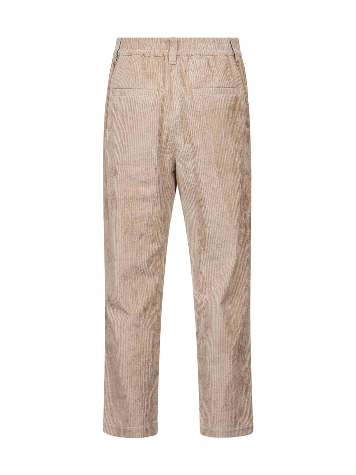 Brunello Cucinelli Women Beige Corduroy Baggy Trousers