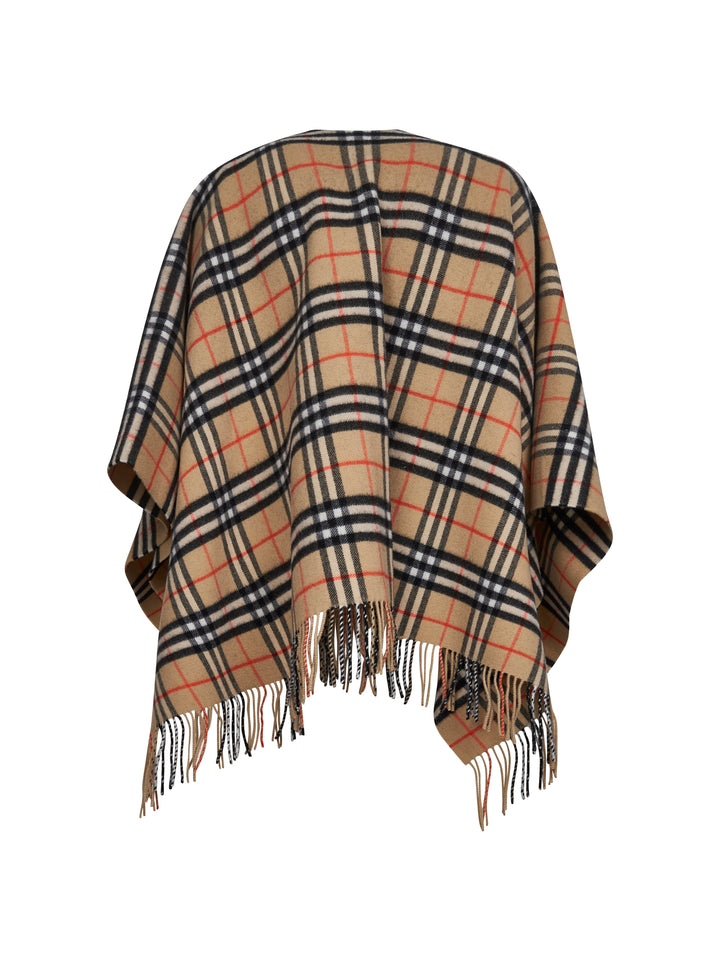 Burberry Women Beige Check Wool And Cashmere Cape