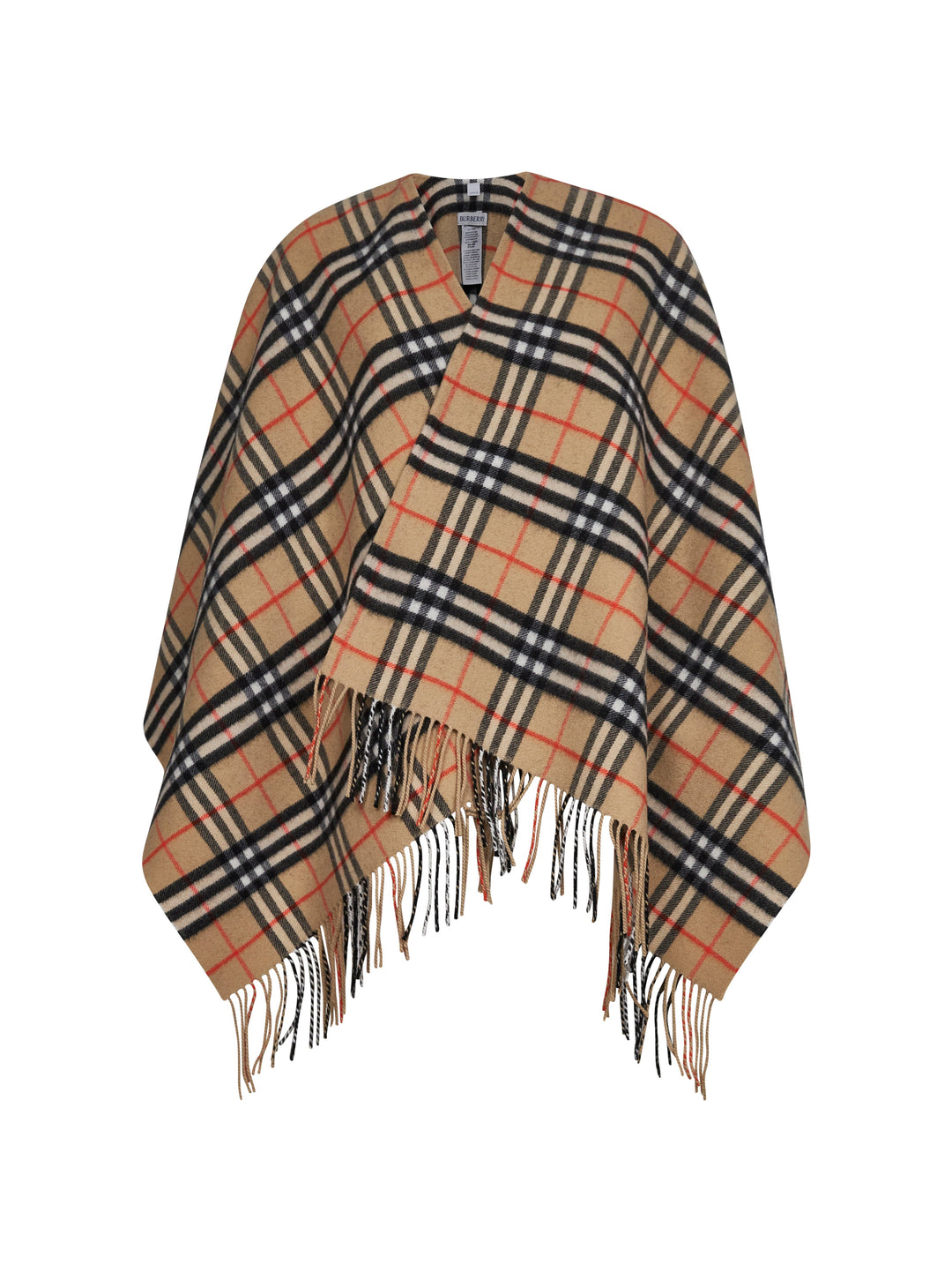 Burberry Women Beige Check Wool And Cashmere Cape