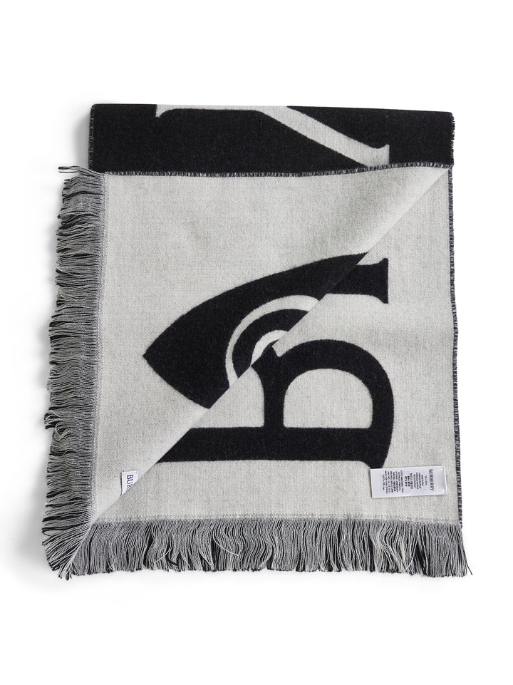 Burberry Women Black And White Wool Reversible Scarf