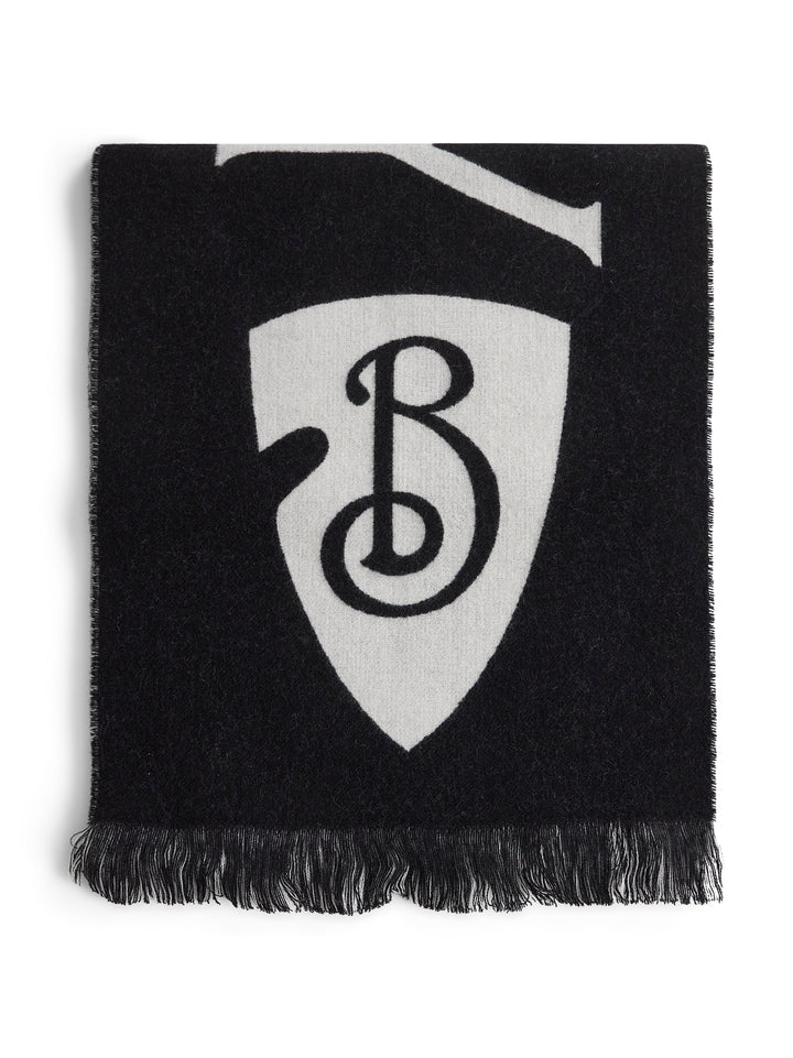 Burberry Women Black And White Wool Reversible Scarf