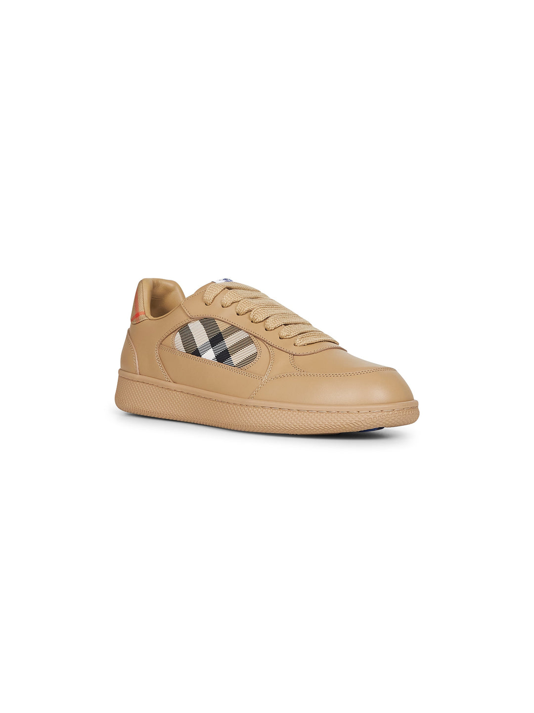 Burberry Men Beige Leather And Check Terrace Sneakers