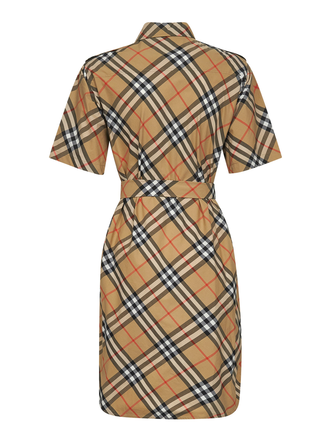 Burberry Women Beige Check Cotton Shirt Dress