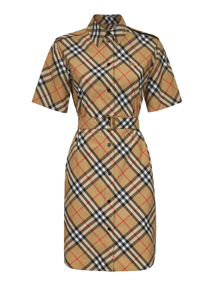 Burberry Women Beige Check Cotton Shirt Dress