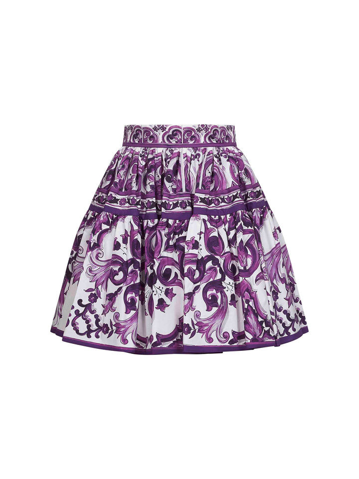 Dolce & Gabbana Women Maiolica Print Poplin Mini Skirt
