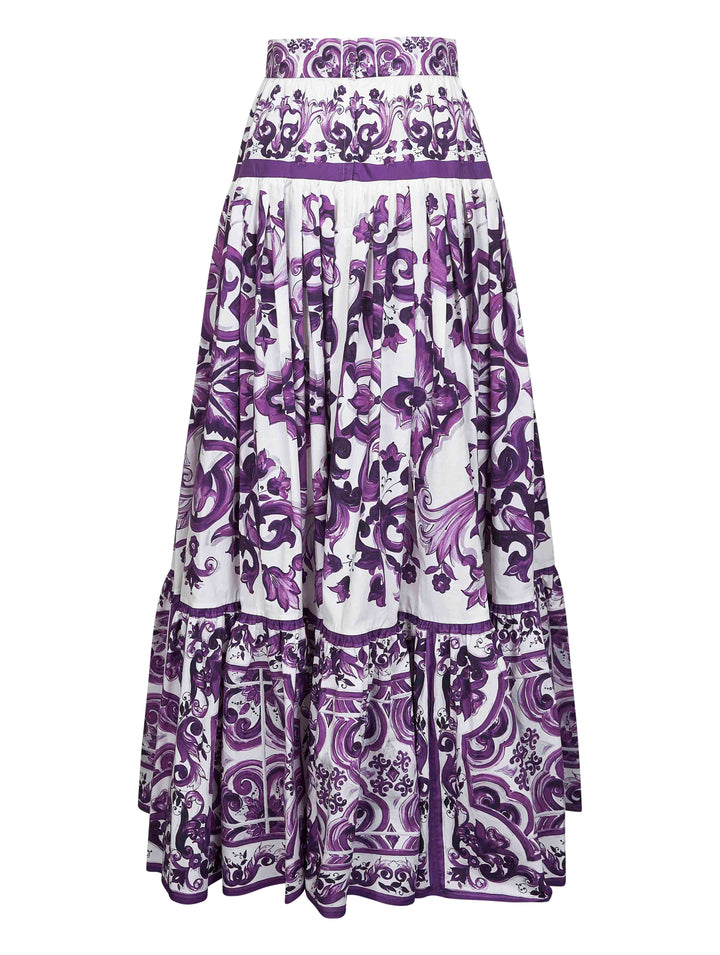 Dolce & Gabbana Women Maiolica Print Poplin Long Skirt