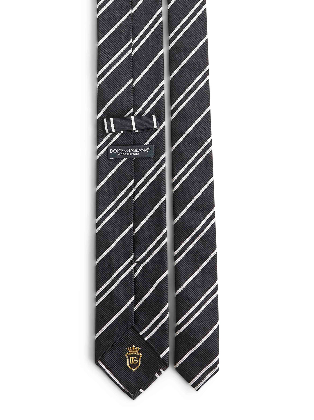 Dolce & Gabbana Men Black Striped Jacquard Silk Martini Tie